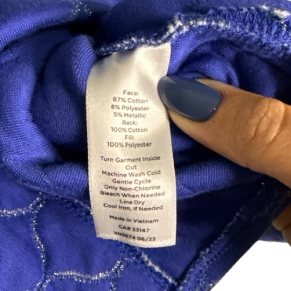 NWT Talbots metallic asymmetrical zip quilted pullover size petite medium - Picture 6 of 6